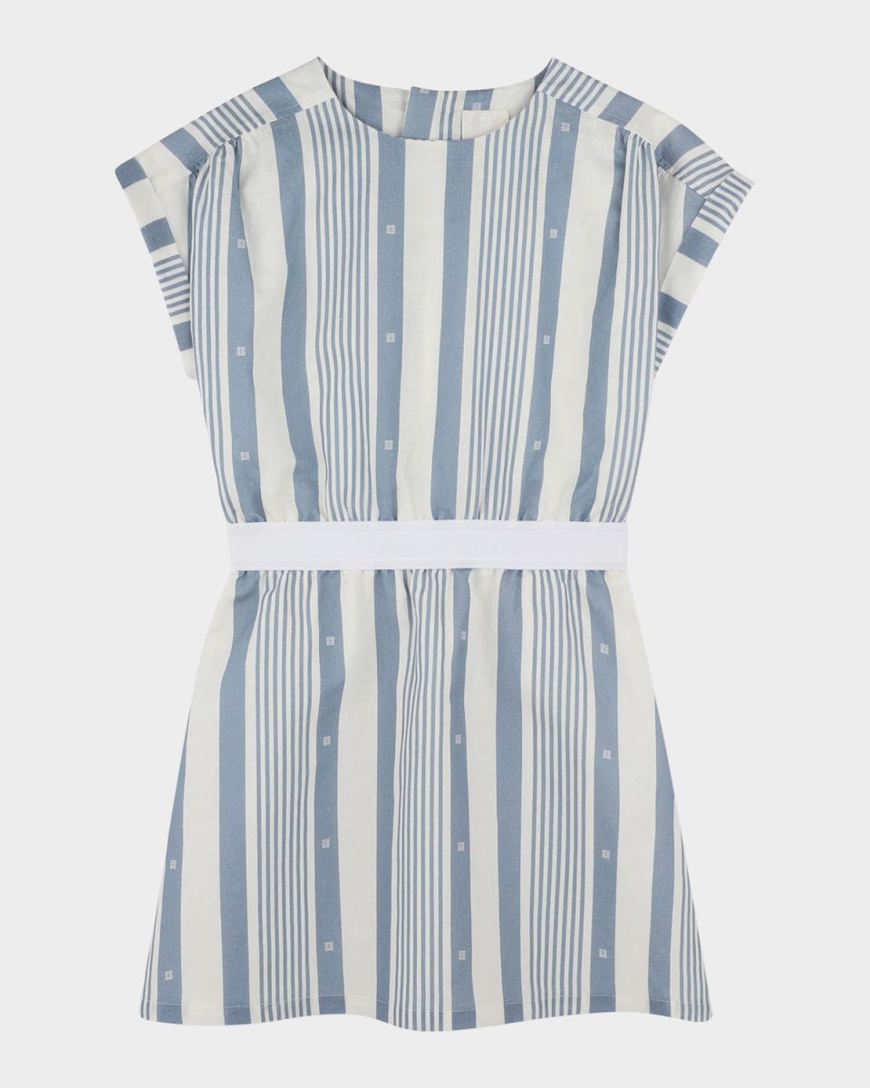 Girl's 4G Jacquard Striped Dress, Size 4-